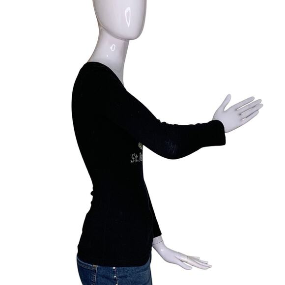 Rosio St Patrick's Day Rhinestones Top Long Sleeve V-Neck Size S - Picture 3 of 10